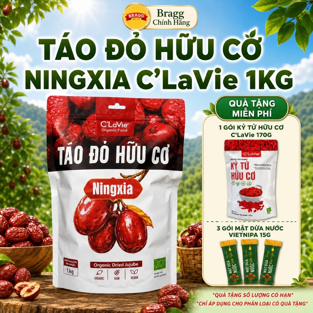Táo Đỏ Hữu Cơ Ningxia C'LaVie 1KG – Táo Dẻo Thịt Dày, Ngọt Thanh Tự Nhiên, Ăn Liền Pha Trà Nấu Chè