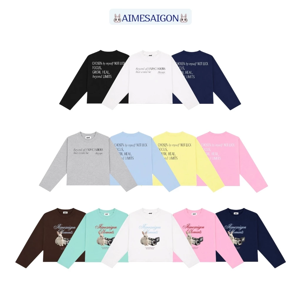 [ATD04 Ver4] Aimesaigon Áo Thun Tay Dài Long Sleeve Boxy Form Rộng Cổ Tròn " BUNNY LIMITS " Unisex Nam Nữ Basic