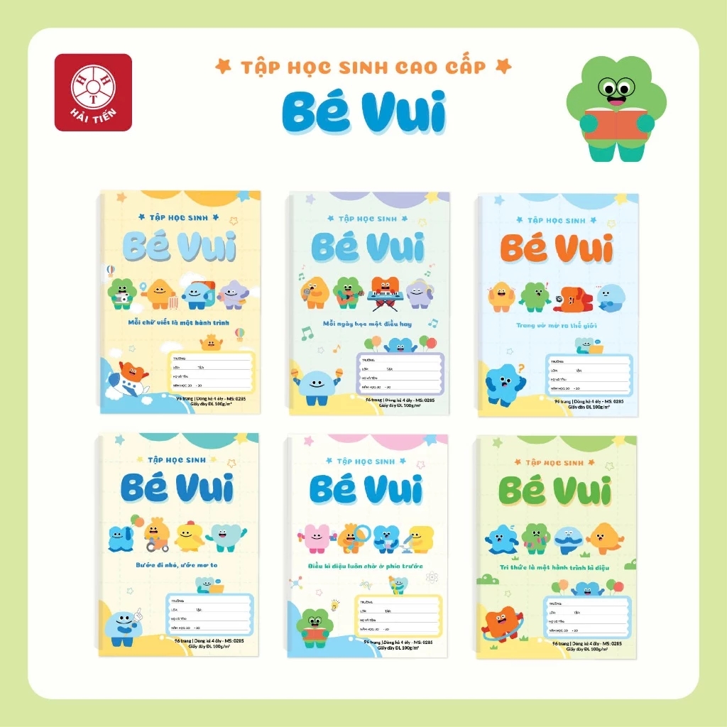 HẢI TIẾN Tập ô ly cao cấp [Miền Trung + Miền Nam] Bé Vui - KT 156x205mm - ĐL 100g/m2 - 4/5 ô ly