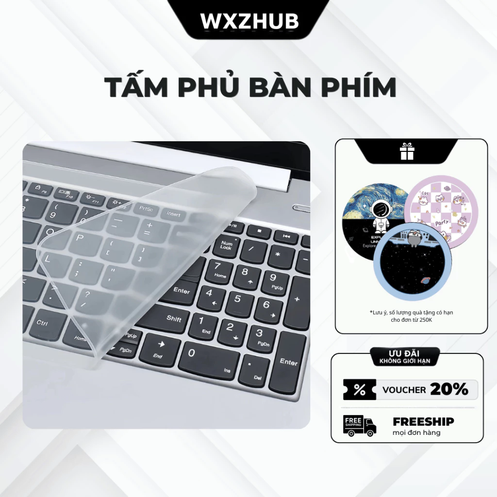 Tấm Phủ Bàn Phím Silicon Từ 13-17inch, Miếng Dán Bàn Phím Dày ~0.3mm Chống Nước, Chống Bụi