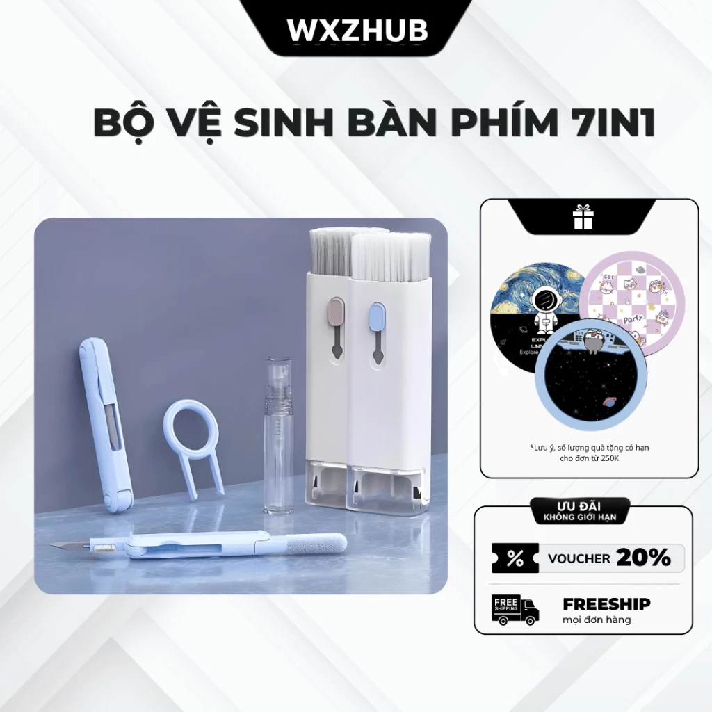 Bộ Dụng Cụ Vệ Sinh 7 Trong 1 Đa Năng, Dụng Cụ Vệ Sinh Tai Nghe, Bàn Phím Máy Tính