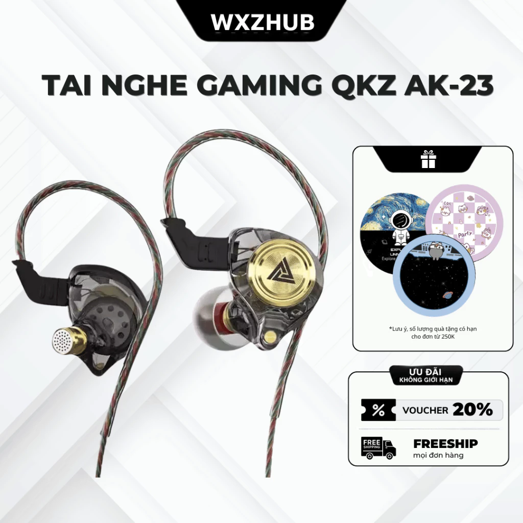 Tai Nghe Gaming QKZ AK3 Có Dây - Driver Dynamic 10mm, Âm Thanh Vòm, Hi-Res Audio, Mic Đàm Thoại