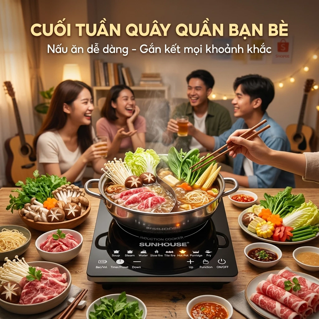 Bếp Từ Điện Hồng Ngoại SUNHOUSE Kính Chịu Nhiệt Đến 600 Độ