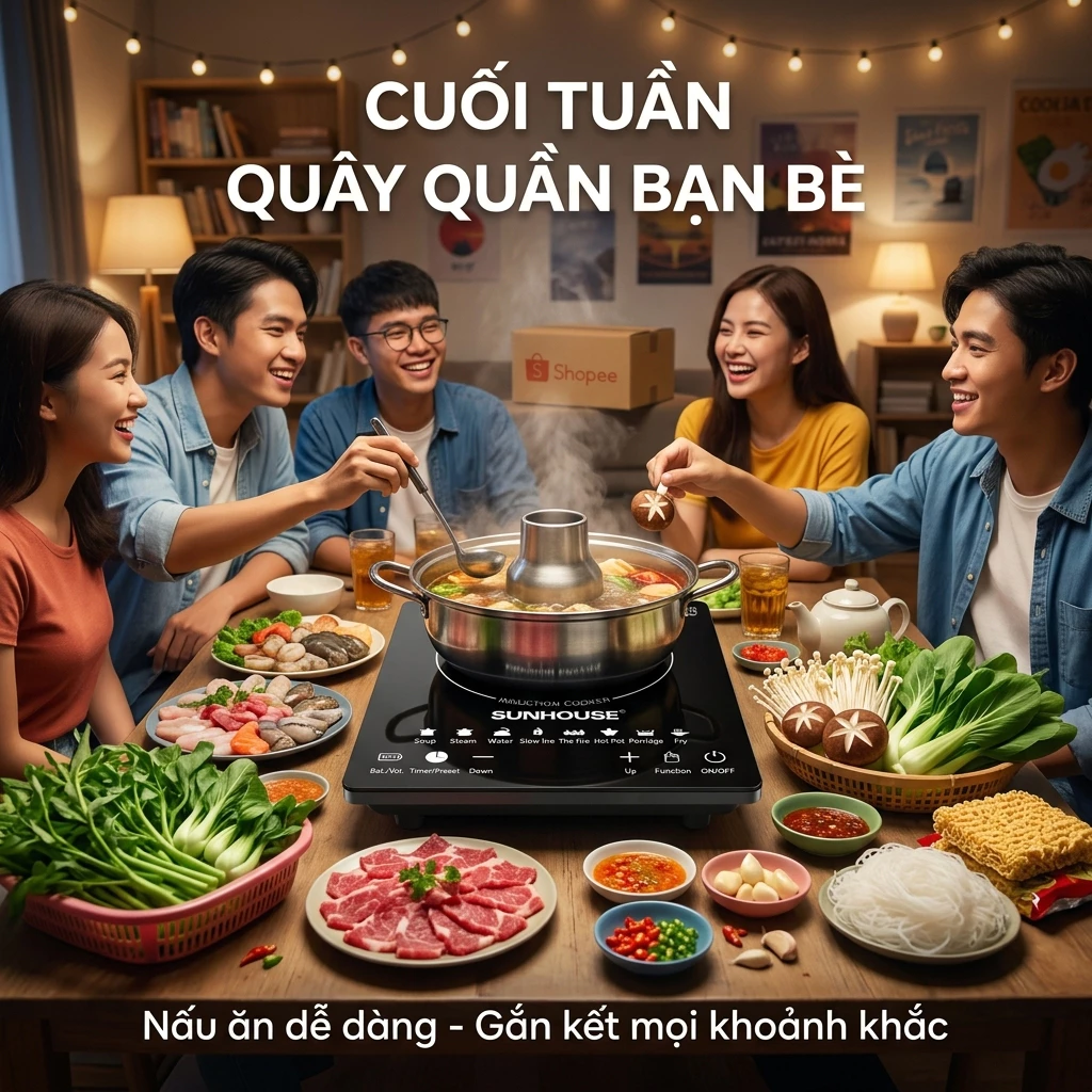 Bếp Từ Hồng Ngoại Cảm Ứng 2200W Thiết Kế Gọn Gàng Hiện Đại