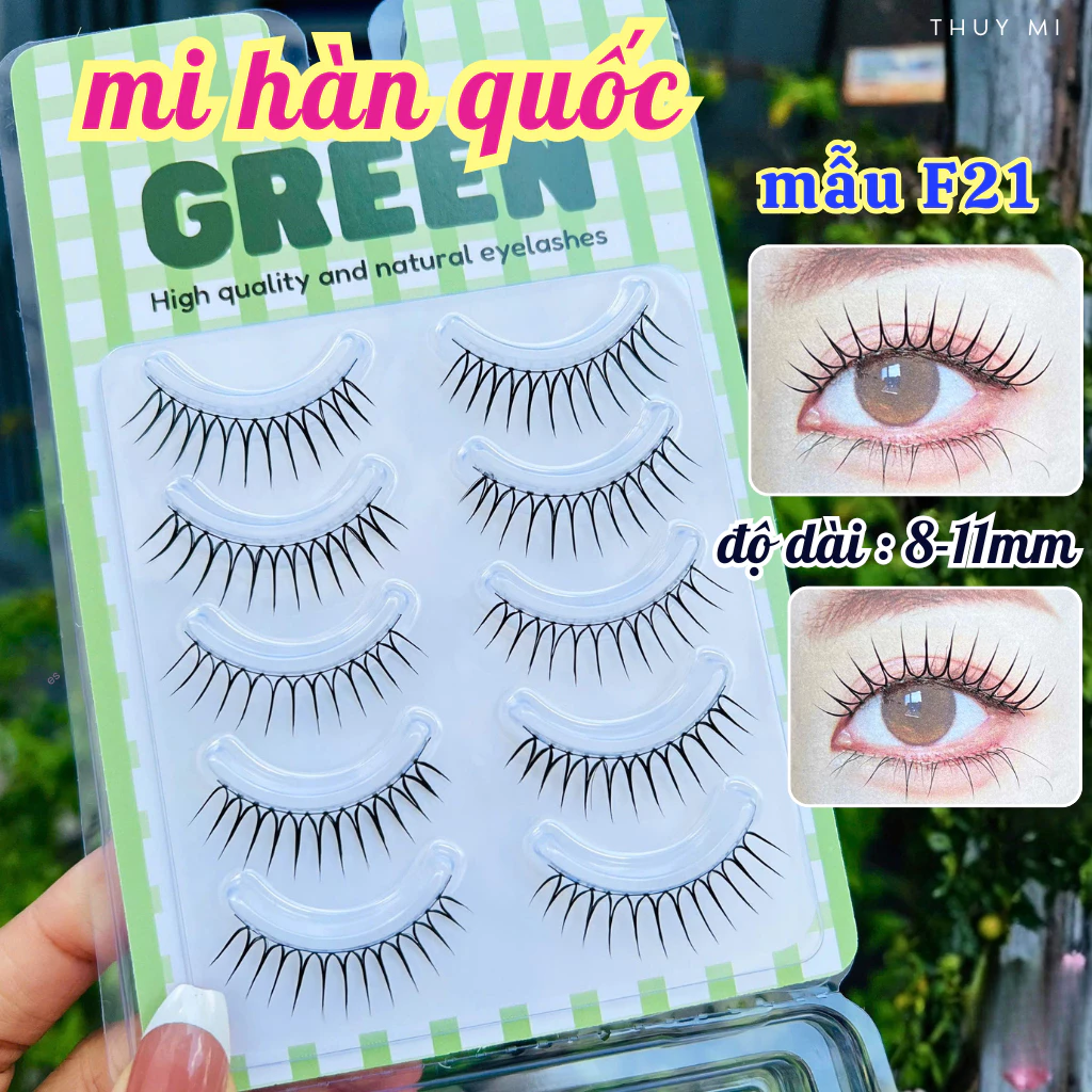 Mi Giả Hàn Quốc F21 Tự Nhiên Độ Dài 8-10mm Green Thủy Mi
