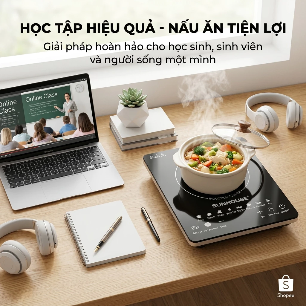 Bếp Từ Hồng Ngoại SUNHOUSE Mặt Kính Cường Lực Dễ Lau Chùi