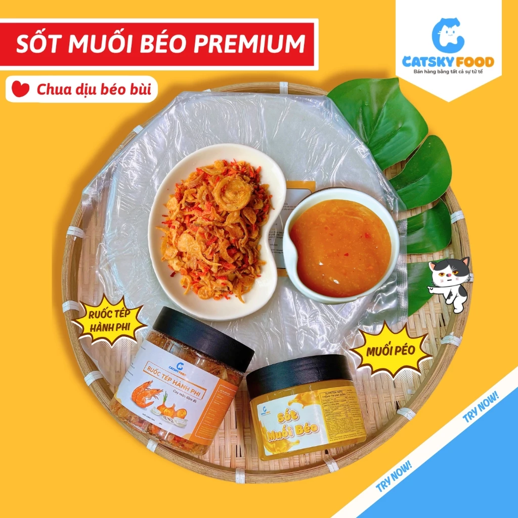 Bánh tráng phơi sương CATSKY FOOD combo bánh tráng sốt muối béo đồ ăn vặt - COMBO MUỐI BÉO PREMIUM