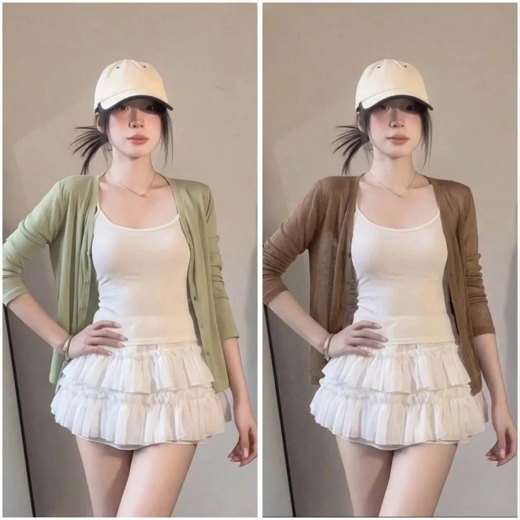 Áo Cardigan Mỏng Chống Nắng Tay Dài Phối Cúc Thoáng Khí, Áo Khoác Cardigan Trơn NYNY TOP