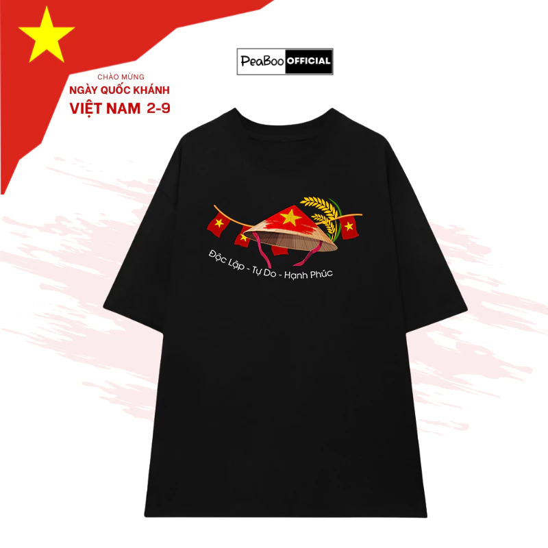 Áo Thun Nữ, Áo Phông Unisex By PEABOO Mã TN Sun Grace Chất Cotton Thoáng Mát Form Rộng Tay Lỡ Cho Nam Nữ