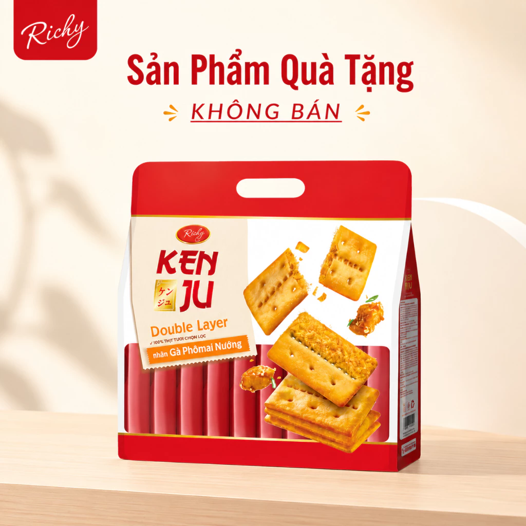 [QUÀ TẶNG KHÔNG BÁN] Túi Bánh Quy Giòn Richy Kenju 2 Lớp Vị Gà Nướng Phô Mai Bánh Ăn Vặt