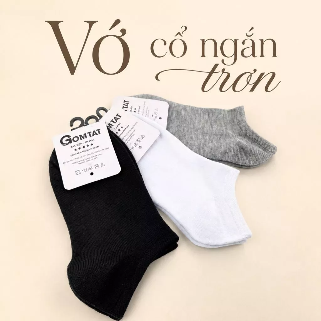 Vớ cổ ngắn trơn GZGo vải cotton co giãn tốt nam nữ điều mang được