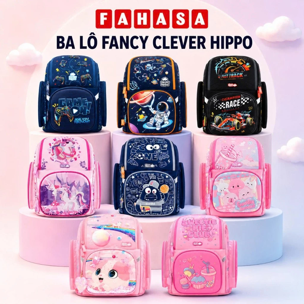 Ba Lô Chống Gù Fancy Clever Hippo Mẫu Mới 2026 - Việt Tinh Anh