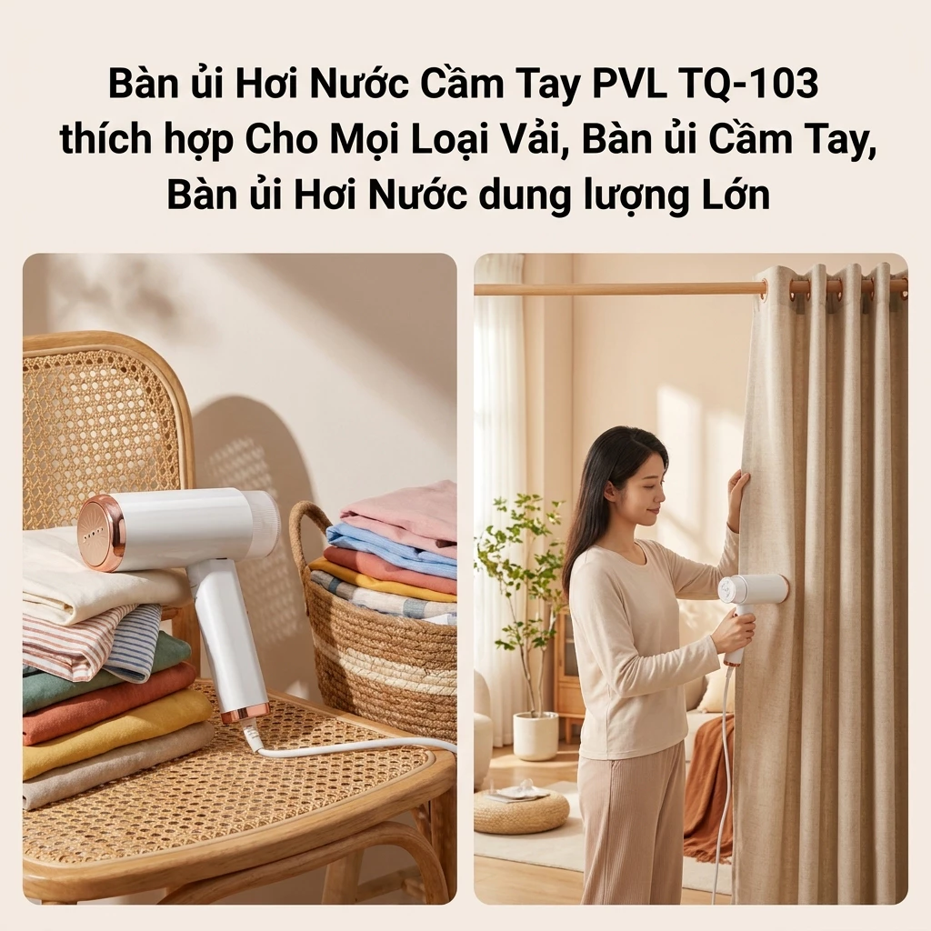 Bàn Ủi Hơi Nước Cầm Tay Dung Tích Lớn PVL TQ-103 Tiện Mang Theo Khi Du Lịch