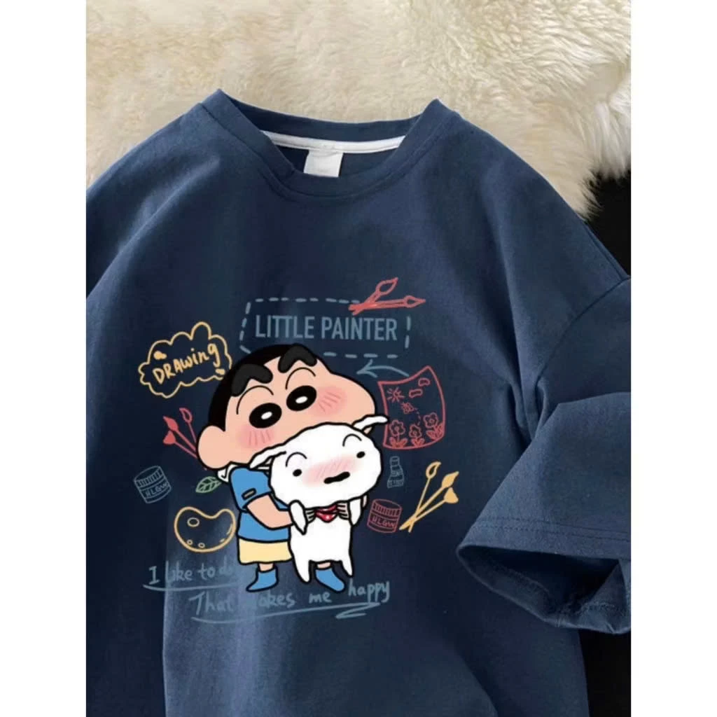 áo thun nữ nam 3158 cotton cao cấp thoáng mát thấm mồ hôi form rộng in hình SHIN