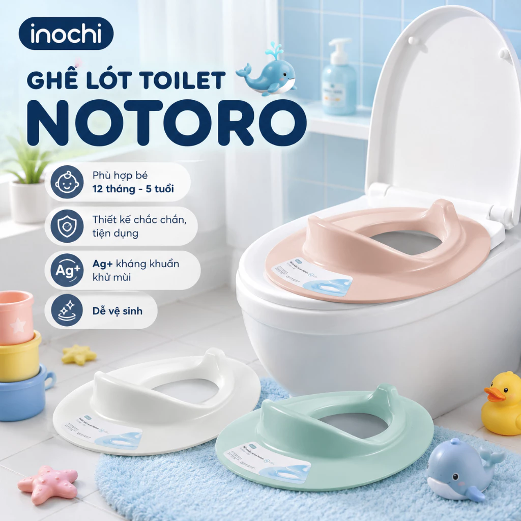 Ghế tập ngồi, lót toilet trẻ em Notoro INOCHI nhựa cao cấp chắc chắn, an toàn cho trẻ nhỏ