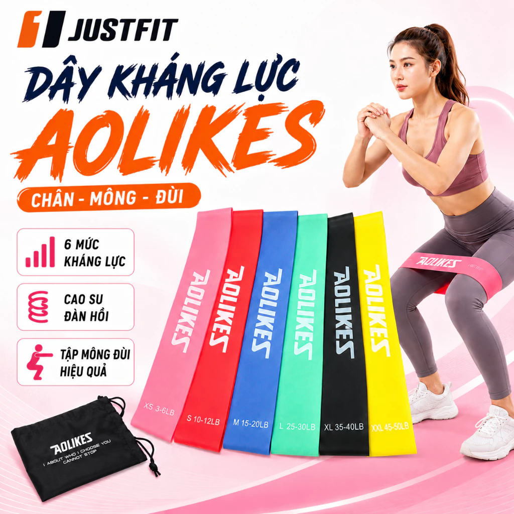 Dây kháng lực tập chân AOLIKES dây tập gym, yoga miniband chất liệu cao su đàn hồi tại nhà, thay thế
