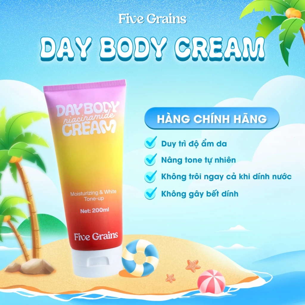 [KOC] Kem dưỡng Cao cấp Five Grains trắng da Niacinamide, Alpha-Arbutin nâng tone ban ngày 200ML