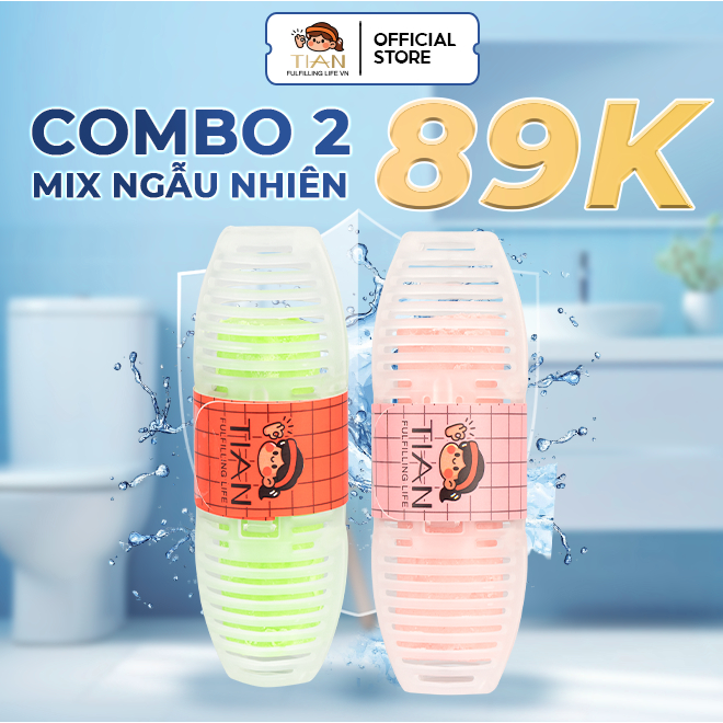 Combo 2 Lọ Treo Bồn Cầu TIAN – 400 Lần Xả, Tạo Bọt Khử Mùi Thơm Tự Nhiên, Diệt…