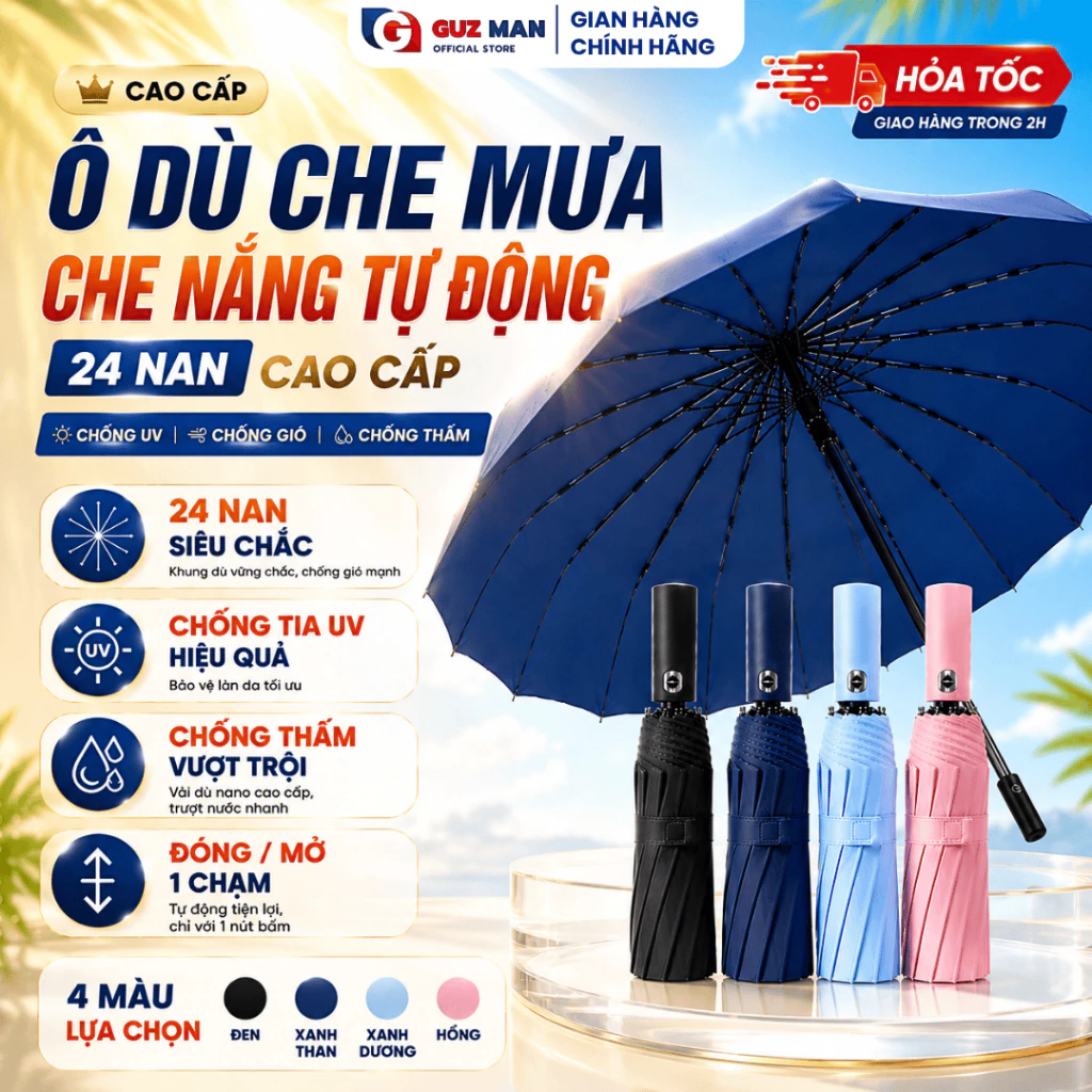 Ô Che Nắng Chống Tia UV, Dù Che Mưa Che Nắng Cầm Tay Gấp Gọn, Kiểu Dáng, Màu Sắc Bắt Mắt