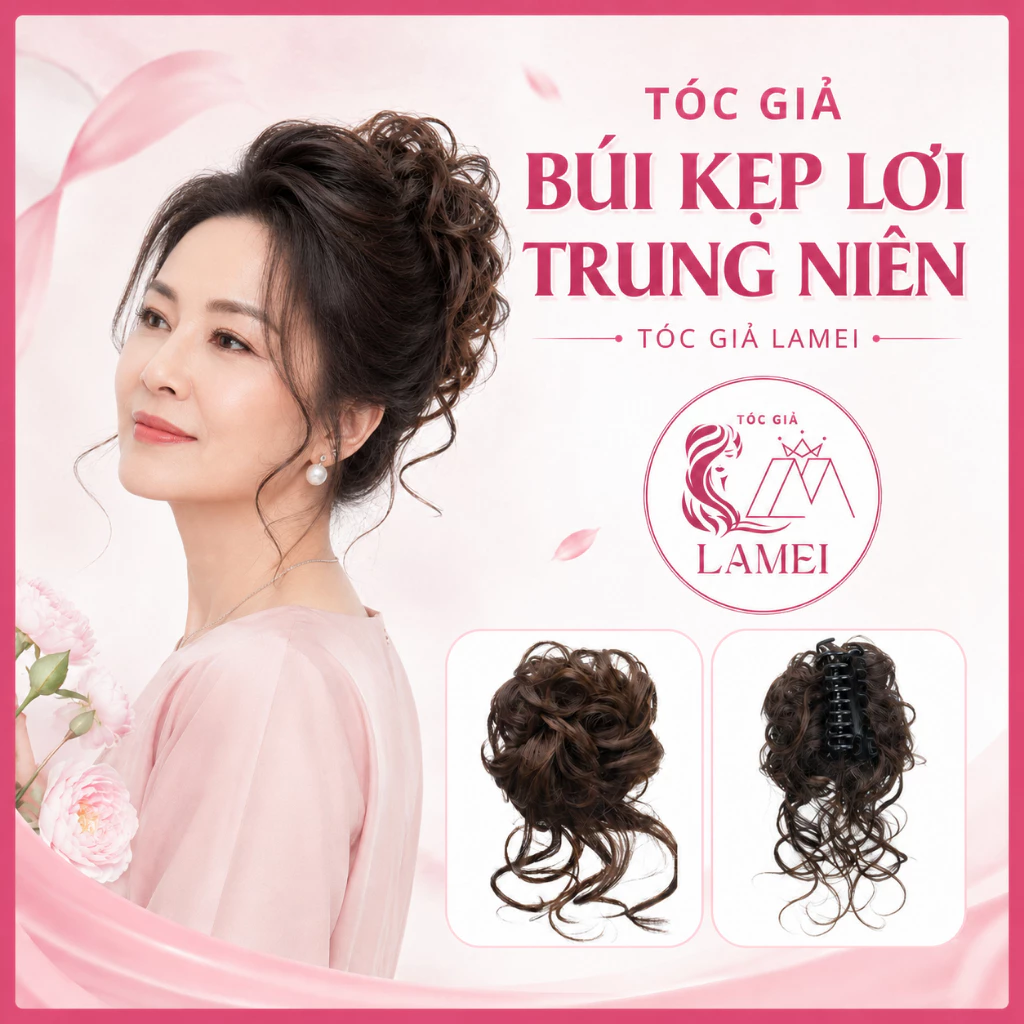 Tóc giả búi lơi kẹp phong cách hàn quốc