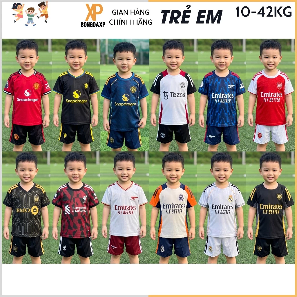 Quần Áo Đá Bóng Trẻ Em, Đồ Đá Banh Cho Bé Siêu Cưng Vải Thun Lạnh Cao Cấp BONGDAXP
