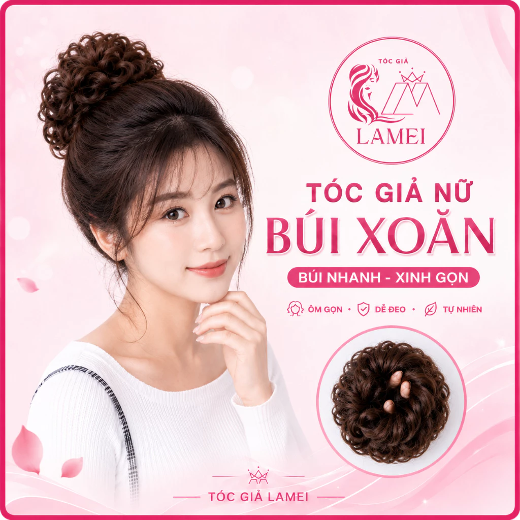 Tóc Giả Nữ Cao Cấp Búi Xoăn Hàng Loại To Dày Dặn