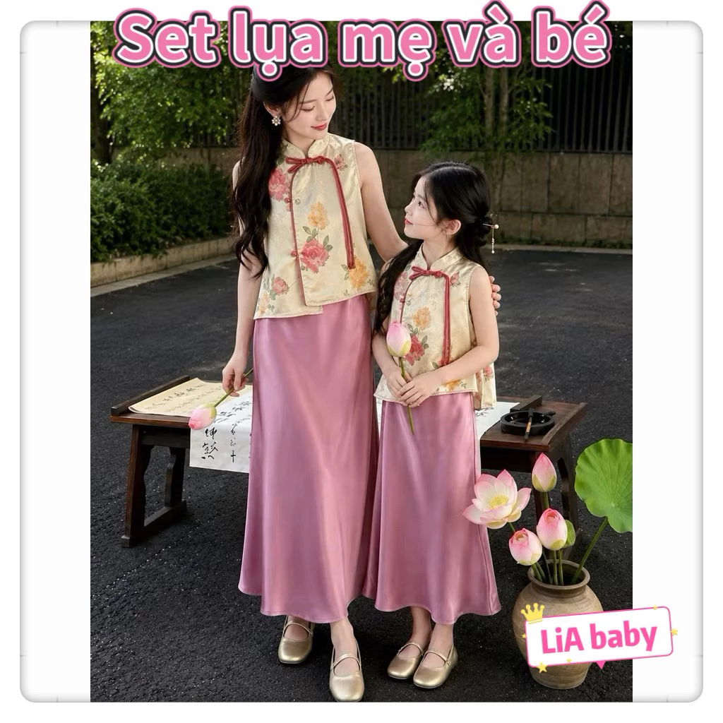 [Siêu xinh] Set sườn xám mẹ và bé dịu dàng sang xịn diện đi chơi ,đi tiệc <B3>