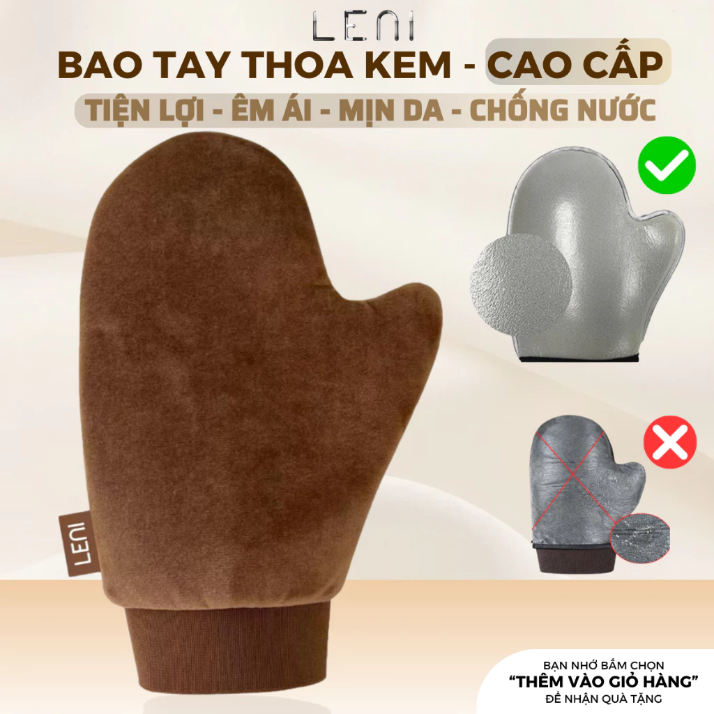 Bao Tay Thoa Kem LENI Cao Cấp – Mịn Da, Chống Nước, Ôm Tay Chắc Chắn, Găng tay Bôi Kem Body