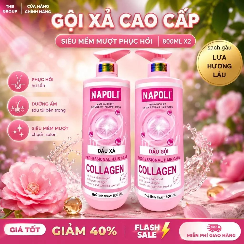 Combo dầu cặp naploi 800ml x2 mềm mượt thơm hương thơm ngọt ngào lưa hương tốt cho tóc phục hồi tóc hiệu quả