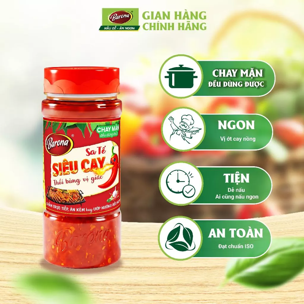 Sa tế siêu cay Barona, chay mặn dùng được