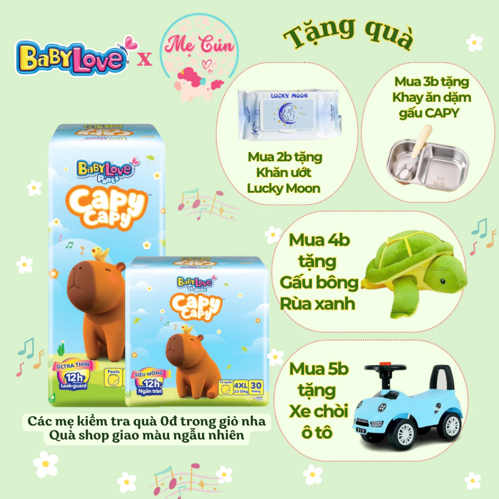 Tã Quần Baby Love CAPY CAPY/ Siêu Thấm Khô Thoáng Size full size cho bé yêu