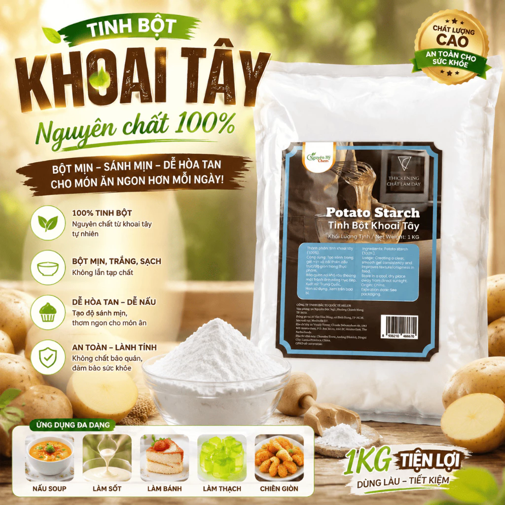 Tinh Bột Khoai Tây Hà Lan loại 1kg Nguyên Hỷ Chemistry