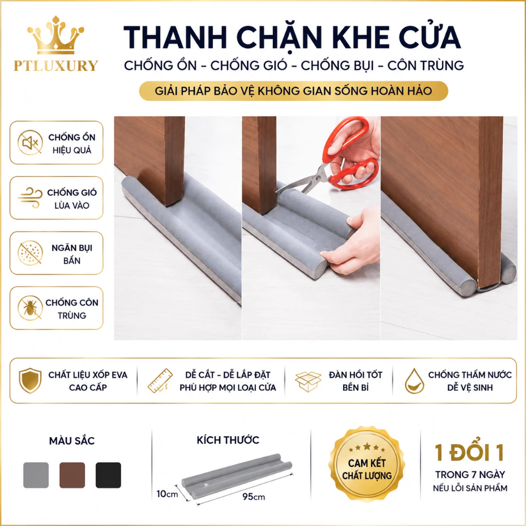 Mút xốp 93 cm chặn khe cửa PTLUXURY chống bụi tiếng ồn gió lùa điều hòa máy lạnh