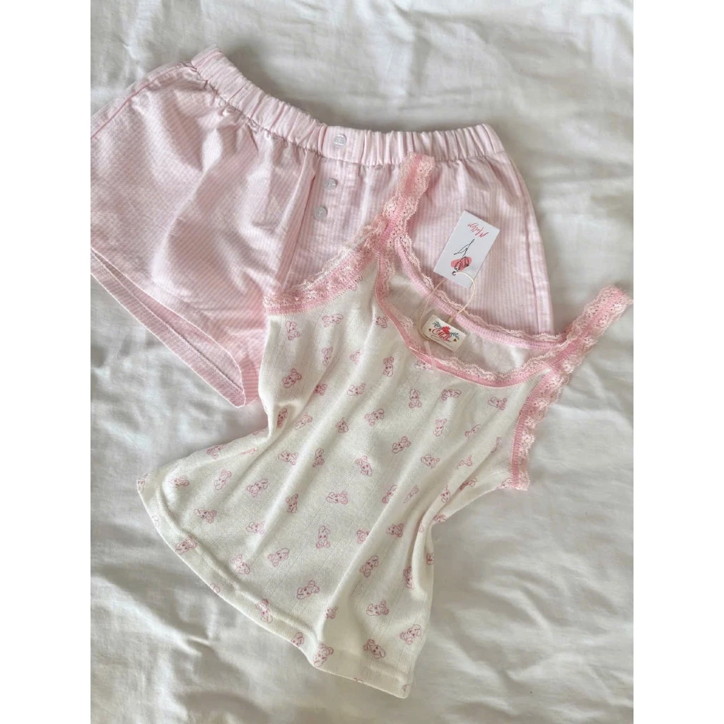 MOLLYE - FLOWER TOPS| Áo 2 dây nữ viền ren hoạ tiết hoa nhí chất vải mềm mát thoải mái