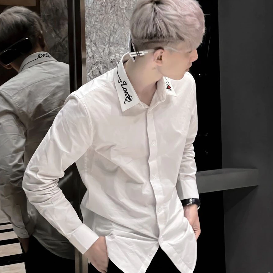 Áo sơ mi nam boy phố phối vải luạ phối loang màu trẻ trung cá tính mẫu-MLB-SHOP