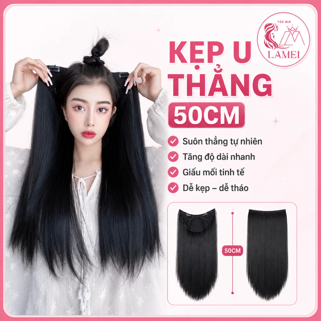 Tóc Giả Kẹp U Thẳng Dài Giúp Làm Dày Tóc