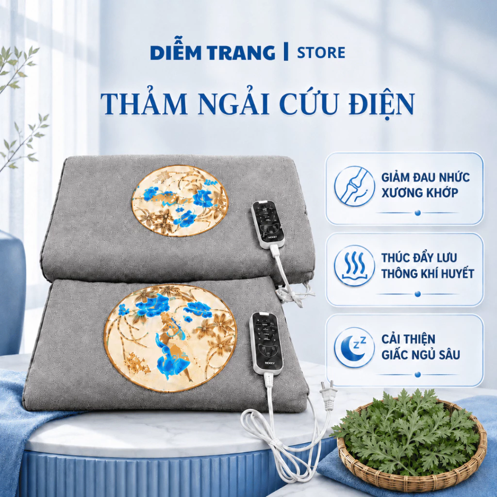 Thảm Ngải Cứu Điện Thảo Dược Đông Y Giúp Sưởi Ấm, Thư Giãn, Hỗ Trợ Giảm Đau Mỏi