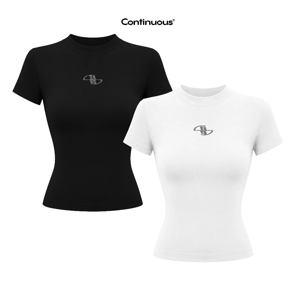 Áo thun Baby tee ôm body dáng dài Continuous - METALLIC LOGO