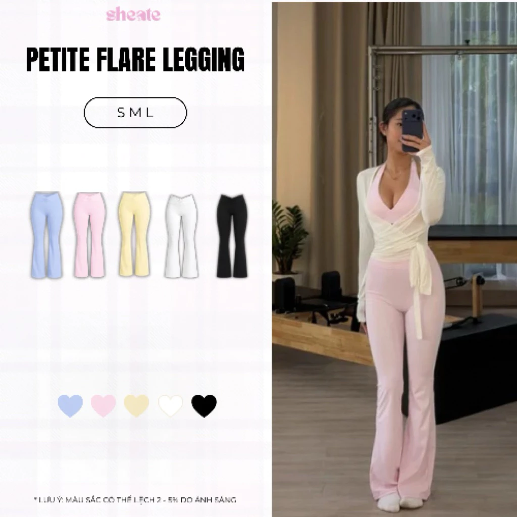 PETITE FLARE LEGGING ( form slimfit nhỏ - ôm nhiều ) - Quần Tập Yoga Nữ Cạp Cao Chữ V Nhún Eo Quần Loe Co Giãn 4 Chiều