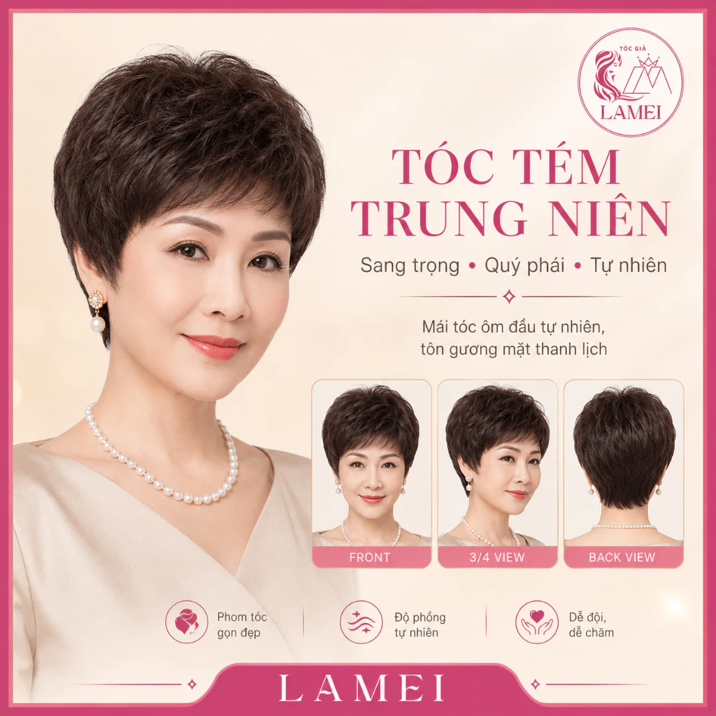 Tóc Giả Nguyên Đầu Dáng Tém 783 Phong Cách Hàn Quốc