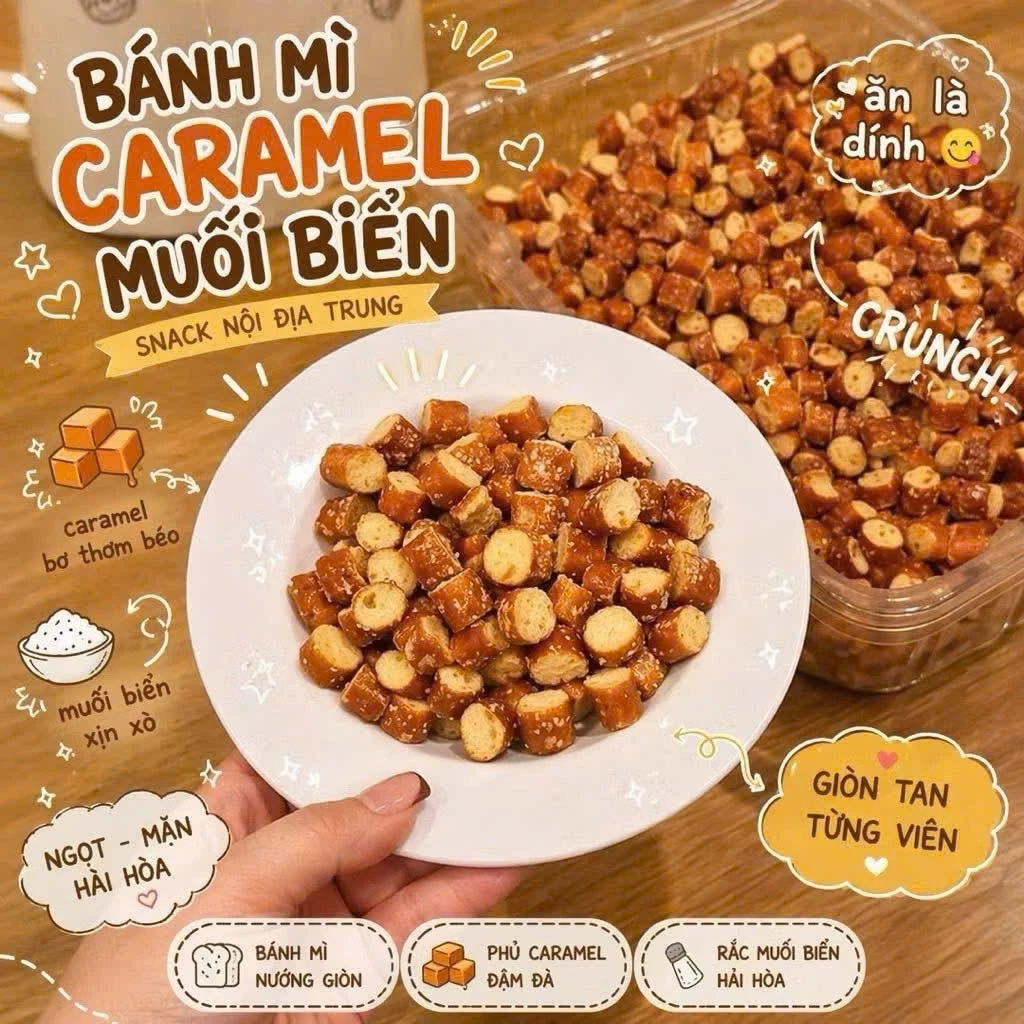 Bánh Mì Vụn Caramel Muối Biển Thơm Ngon Giòn Rụm
