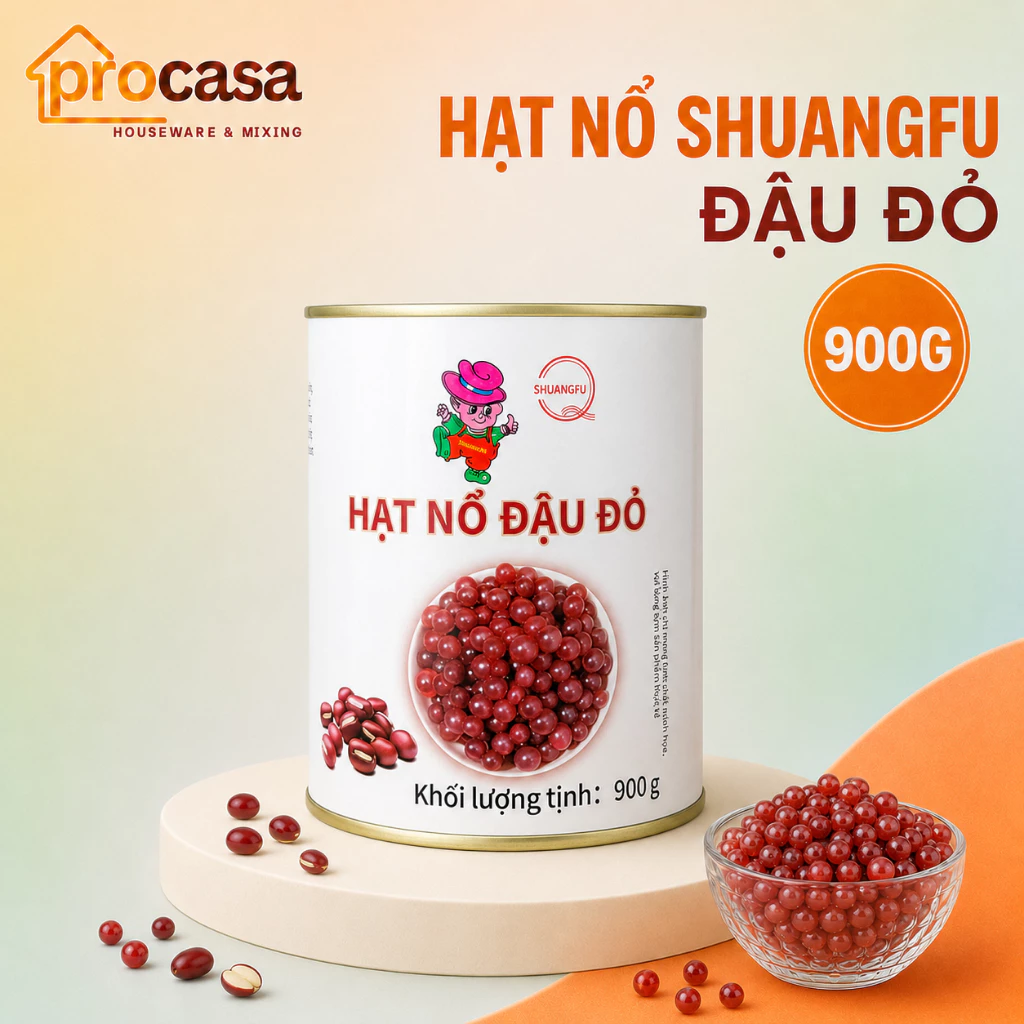 Hạt nổ đậu đỏ ShuangFu 900gr - nguyên liệu - topping pha chế cho trà sữa
