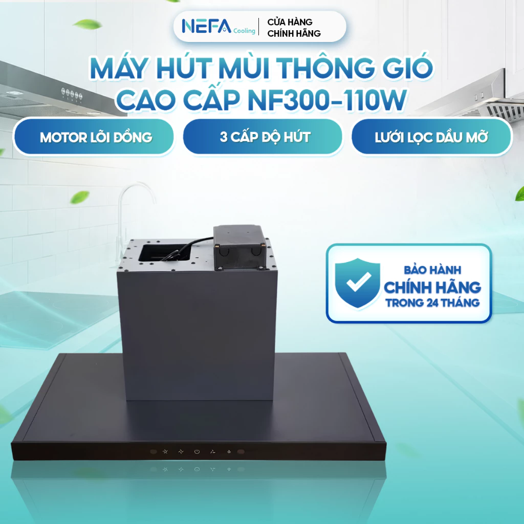 [Chính hãng] Máy Hút Mùi Thông Gió NEFA NF-300 Cao Cấp 110W Motor Lõi Đồng, Hút Khói Khử Mùi 3 Cấp Độ Hút