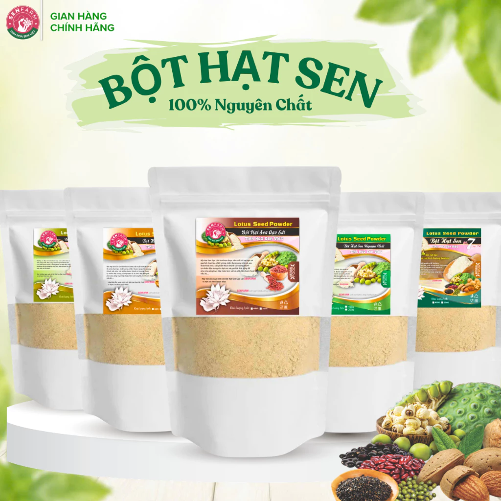 BỊCH LỚN 1KG Bột Hạt Sen thượng hạng Senfarm