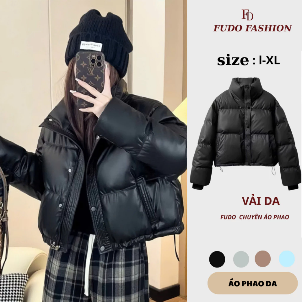 Áo phao nữ vải da hàng Loại 1 [BẢO HÀNH 1 NĂM] Áo khoác phao nữ mùa đông basic đẹp Áo da nữ