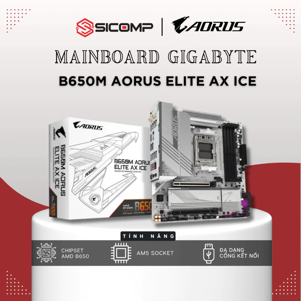Ảnh sản phẩm: Gigabyte B650M AORUS Elite AX ICE
