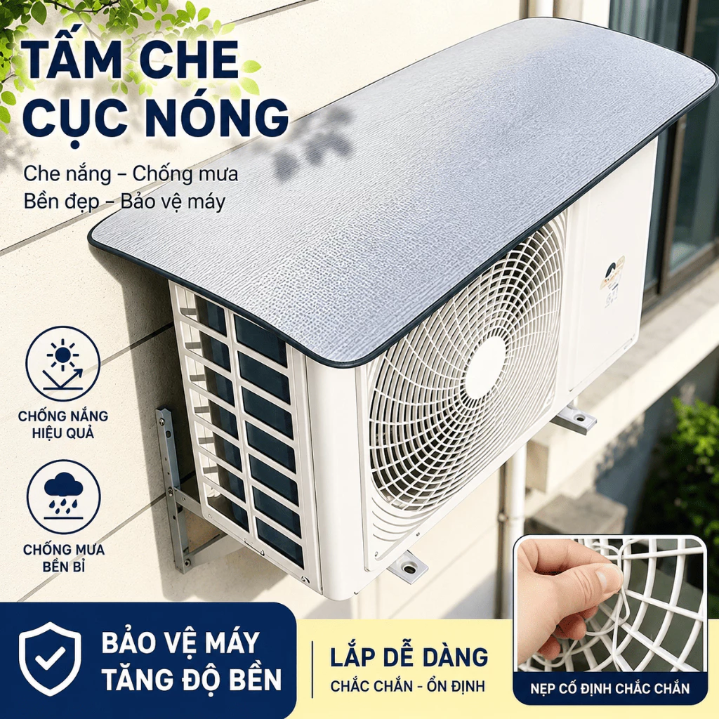 Tấm Cách Nhiệt Cục Nóng, Che Nắng Và Cách Nhiệt, Chống Thấm Nước, Bảo Vệ Toàn Diện, Có Dây Đai Cố Định, Dùng Ngoài Trời