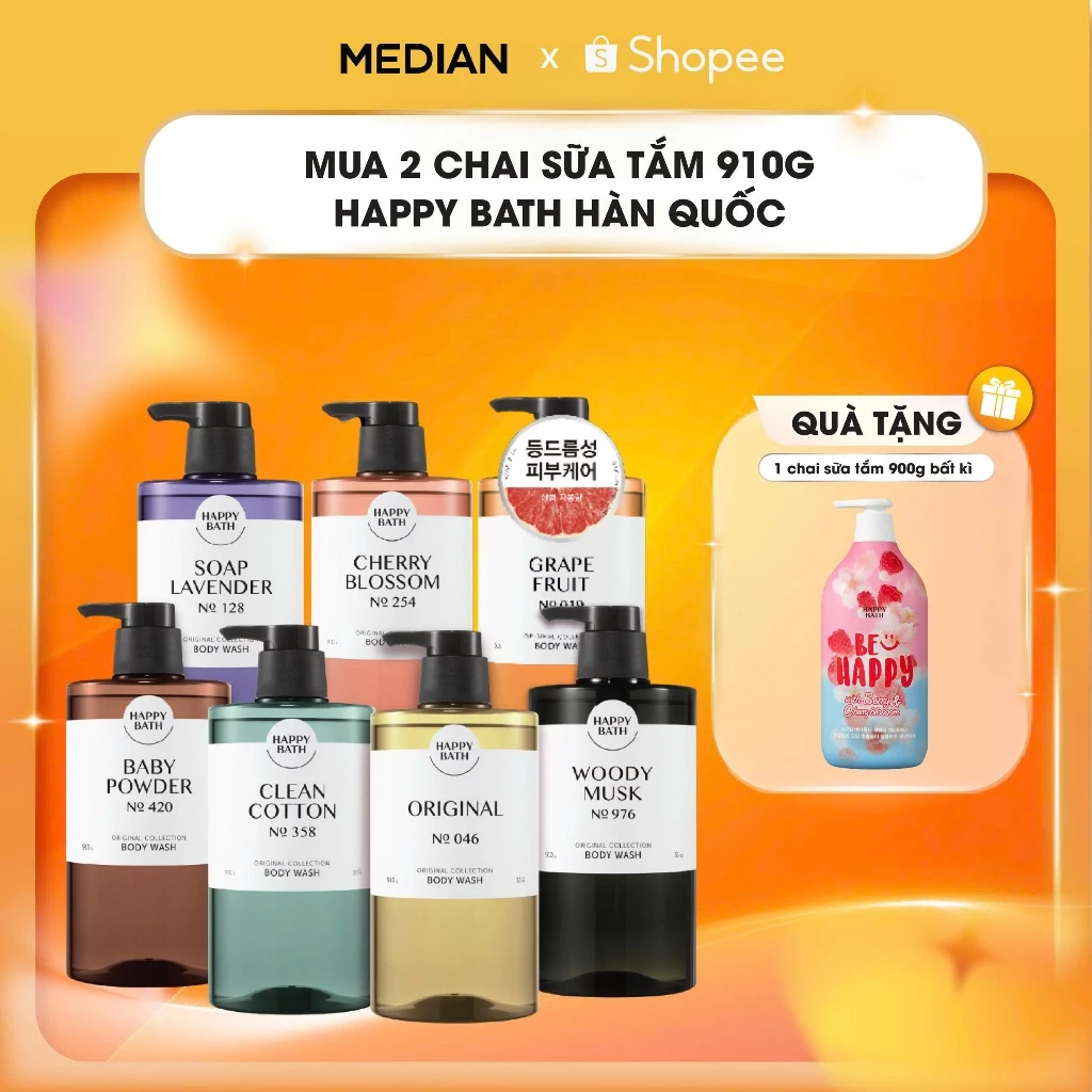 [Mua 2 tặng 1] Sữa Tắm Dưỡng Ẩm Trắng Da Giảm Mụn Chính Hãng Happy Bath Nhiều Mùi Hương Phù Hợp Nam Nữ