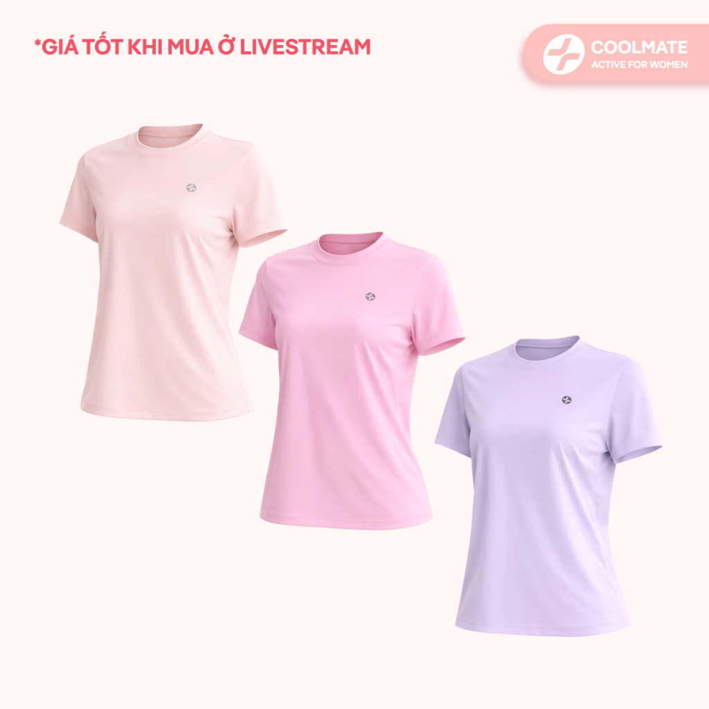 [GIÁ TỐT TRÊN LIVE] Combo 3 áo thun thể thao chạy bộ Nữ Core Tee siêu nhẹ, thấm hút, nhanh khô - Coolmate Women
