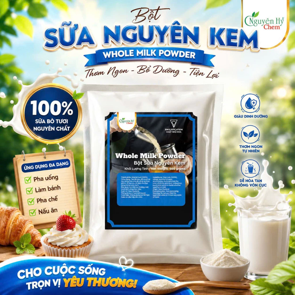 Sữa bột nguyên kem Newzealand Nguyên Hỷ Chemistry 500g / 1Kg